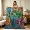 All Season Flannel Blanket with Colorful Sea Turtle Starfish Print Soft Warm Throw Blanket for Couch Sofa Bedroom Office Living Room Home Decor