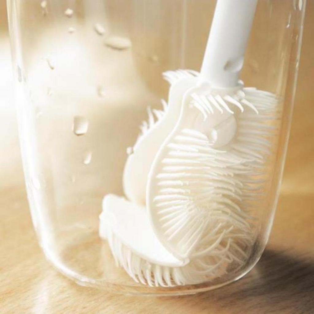 Silicone Cup Brush Head Long Handle Cup Scrubber White Kitchen Cleaning Tool Wineglass Bottle