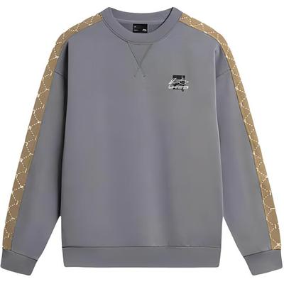 Li-Ning Color Block Loose Comfortable Crew Neck Pullover Sweatshirt Men Sweatshirt Gray AWDTA15-2