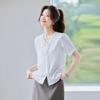 Tluoman Elegant V-Neck Chiffon Short Sleeve Blouse