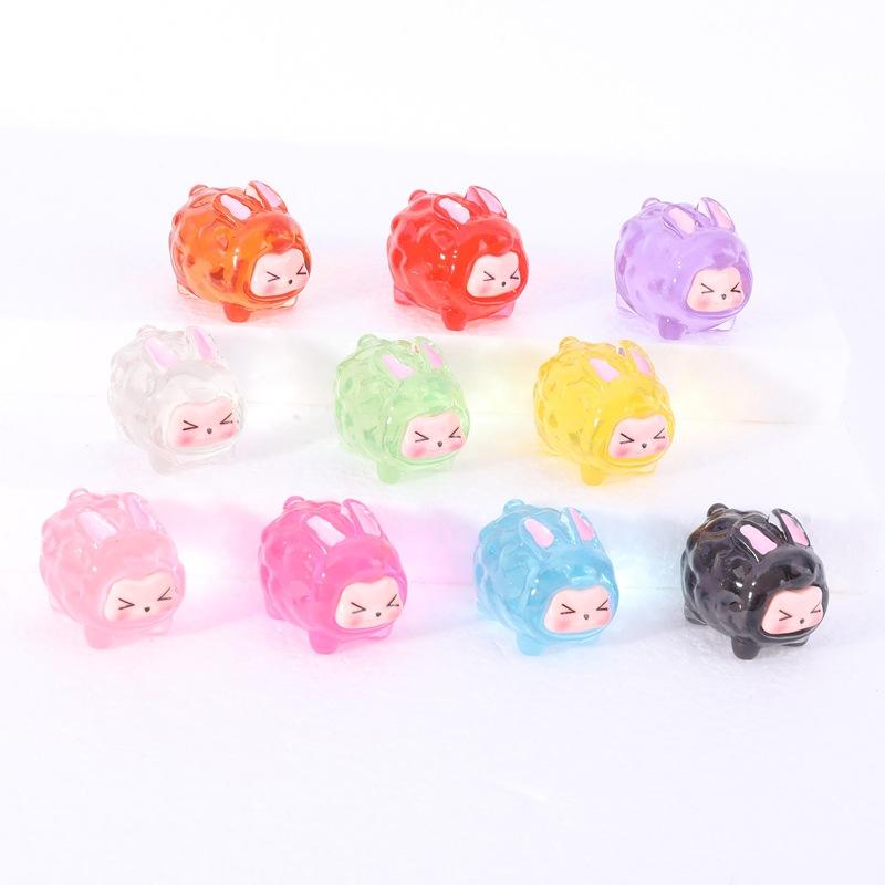 

5 шт., мультяшные прозрачные миниатюры кроликов, орнамент из смолы, сделай сам, сказочные садовые украшения, микропейзаж 2.4x2.8cm разноцветный
