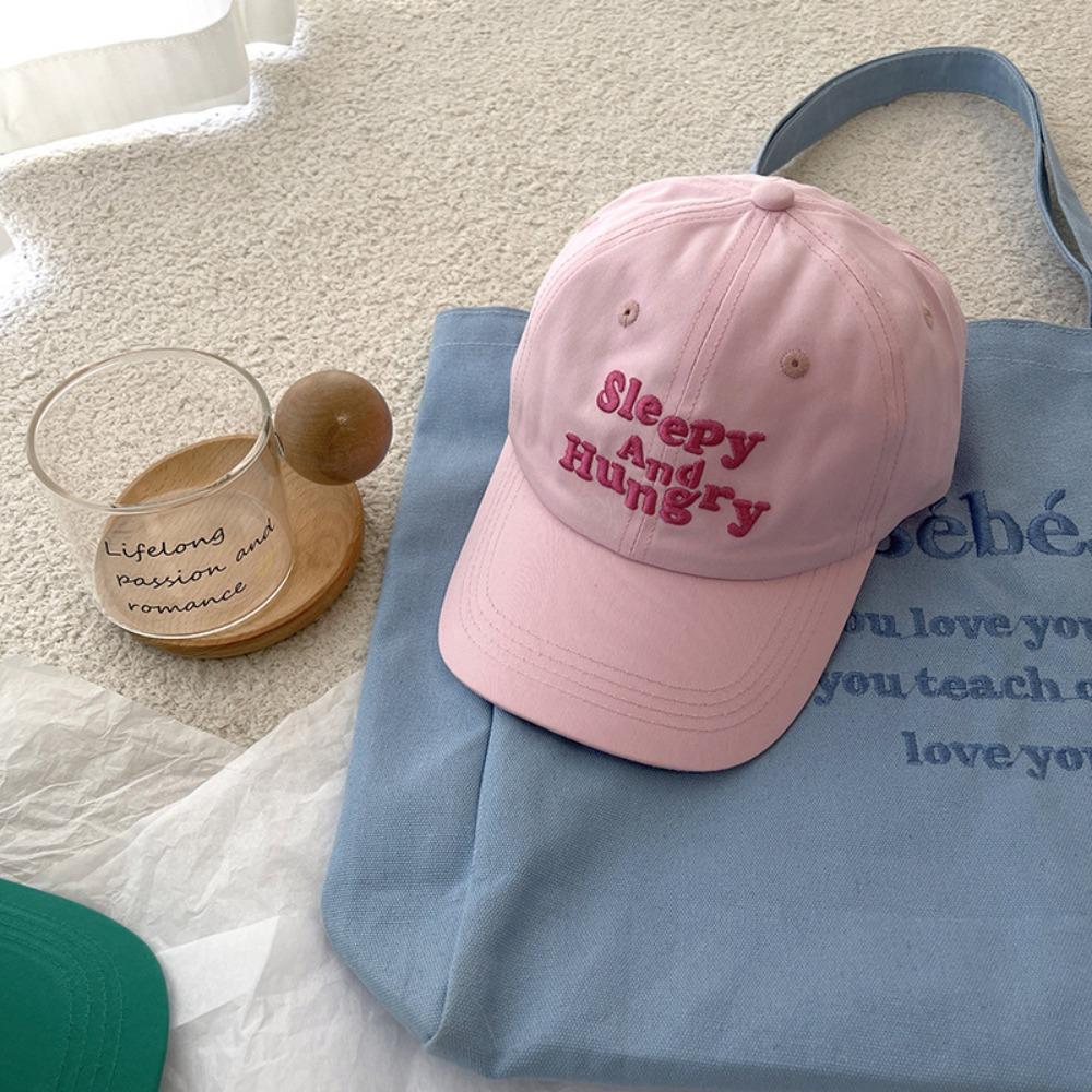 

Летняя вышитая бейсболка Регулируемая кепка от солнца Бейсболка с буквой Ins Подростки розовый