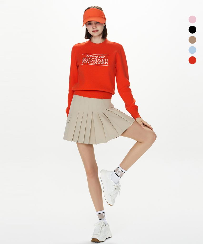 DUVIK Women'S Logo Lettering Mock Neck Knit Sweater De3Wsw262