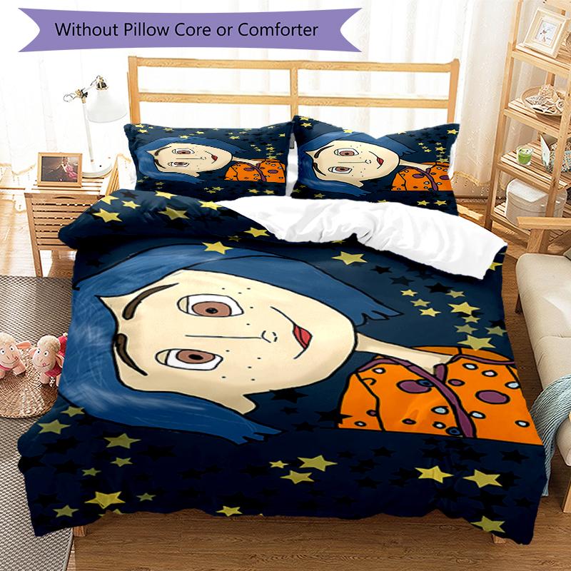 3pcs Coraline Bedding Set Duvet Cover Closure Includes 1 Duvet Cover & 2 Pillowcases, Soft and Comfortable for All Seasons.