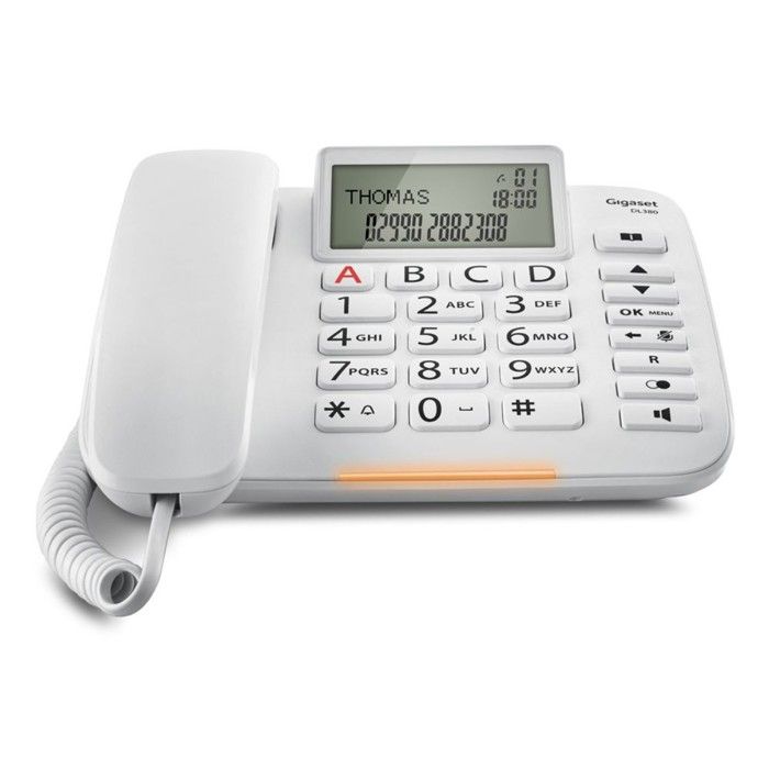 Téléphone Fixe Gigaset Dl380 Blanc - Capacité Répertoire 99 - Téléphone Filaire