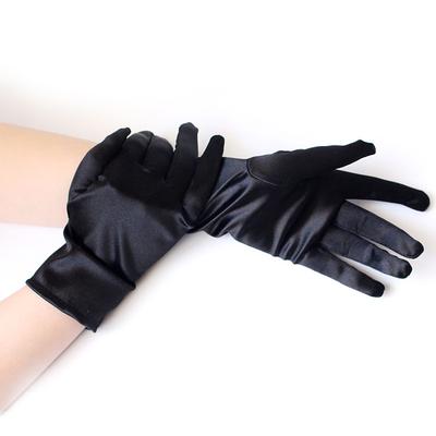 Kurze Handschuhe aus Satin mit Sonnenblocker-Effekt für Damen, Tanz- und Performancehandschuhe, Spandex, Zeremonienhandschuhe