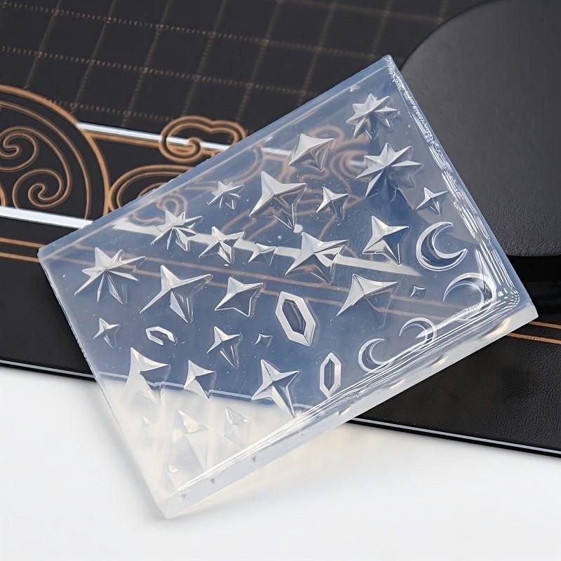 #1Pc Silicone Nail Art Molds Rhombus Diamond Pentagram Design Carving Template Nail Accessories For Women DIY Manicure Supplies