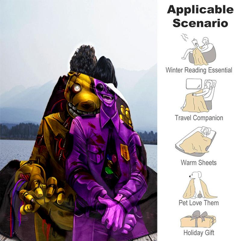 1pc Blanket Five Nights at Freddy's2 Print Design, Lightweight Blanket for Sofa, Bed- Soft &Warm, Gift for All Seasons like Christmas, Halloween