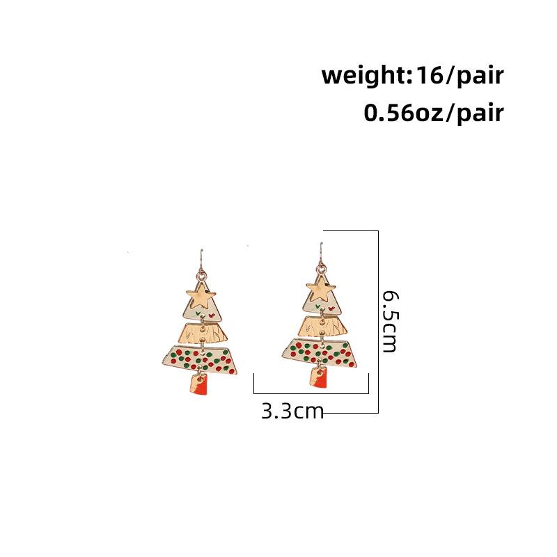 Metal Christmas Tree Long Earrings Party Carnival Earrings Exaggerated Ear Ornament