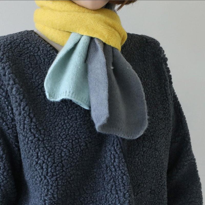 Korean Style Winter Warm Wool Scarf For Women Design Striped Elastic Knitted Scarves Female Bandana Thick Neckerchief Shawl