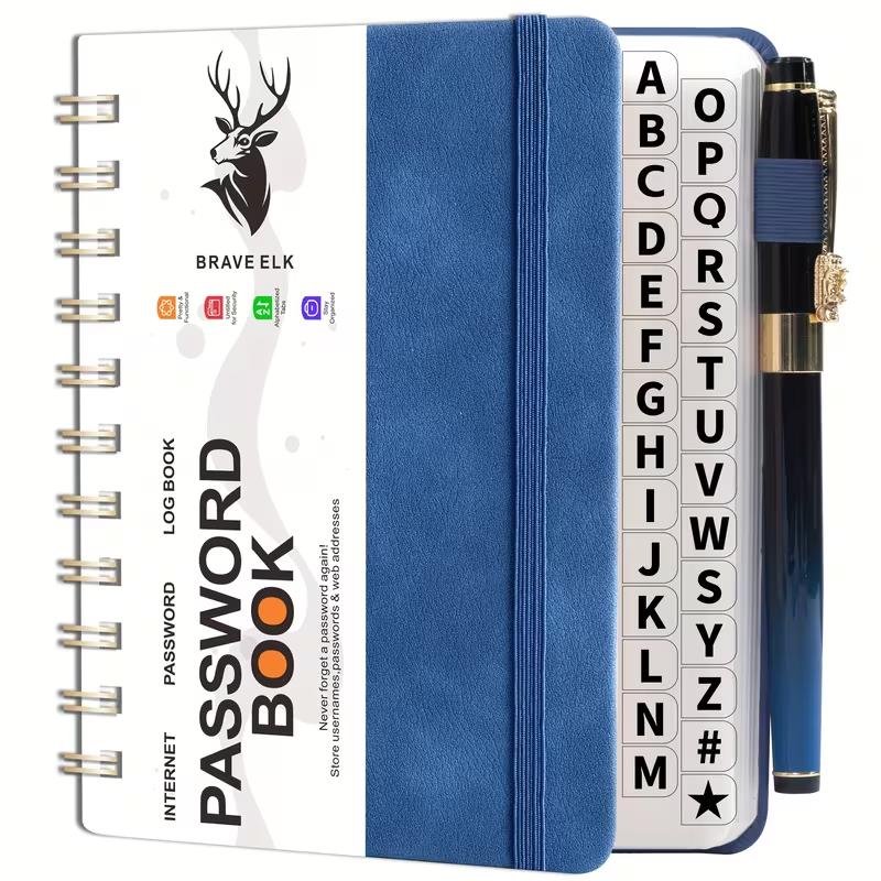 

B6 Spiral Bound Password Book with Alphabetical Tabs, Hardcover Internet Password Logbook for Home & Office