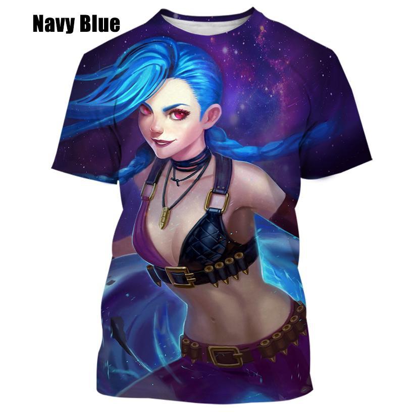 Móda Muži a ženy Neformální tričko Game LOL Jinx 3D potištěné tričko Neformální tričko s kulatým výstřihem Tričko s krátkým rukávem