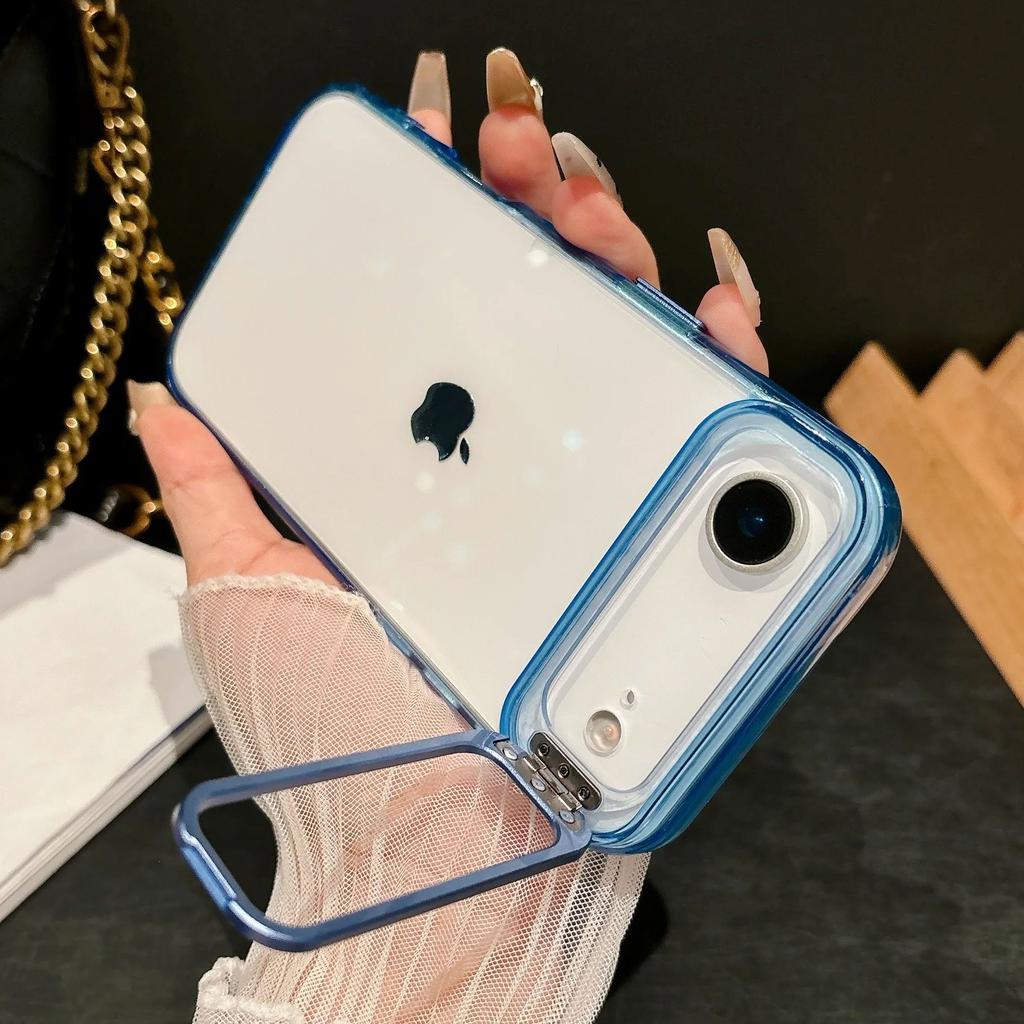 Crystal Transparent Metal Lens Holder Case For iPhone 17 Air 16 16E 15 14 13 12 Plus Pro Max Camera Bracket Protection Covers