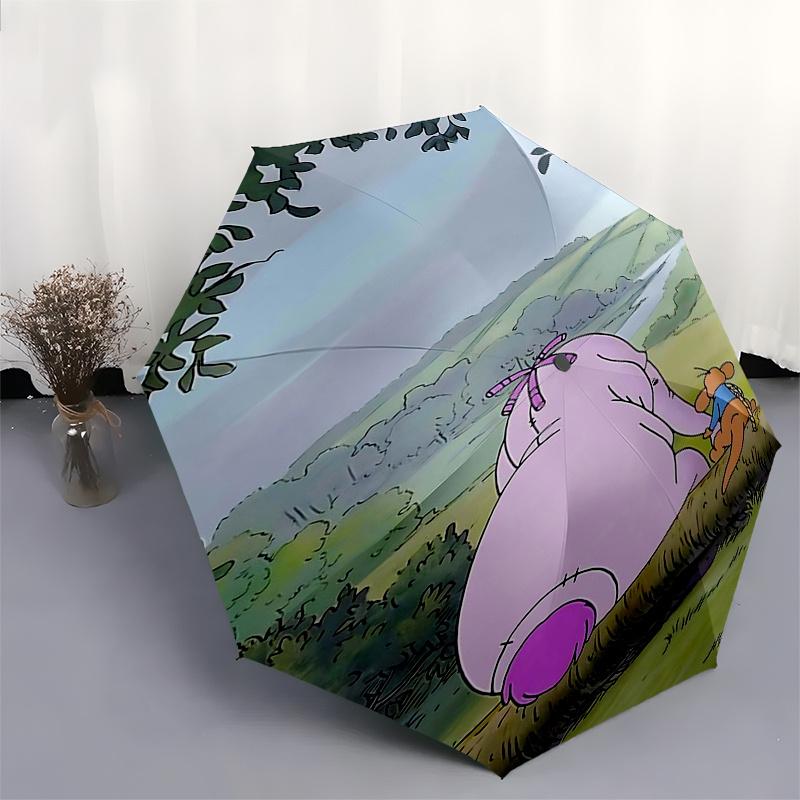 Winnie and friends Themed Travel Umbrella-8 Ribs Automatic Opening and Closing, Portable Folding Design, Compact and Stylish Umbrella Suitab