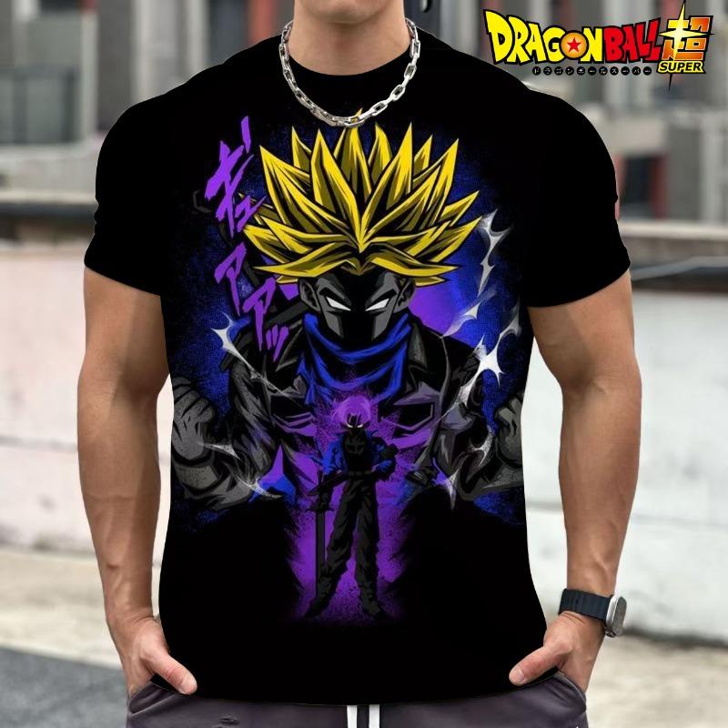 2026 Summer Dragon Ball Retro Fitness T-shirt Men's Oversized 3D Printed Short-sleeved Family