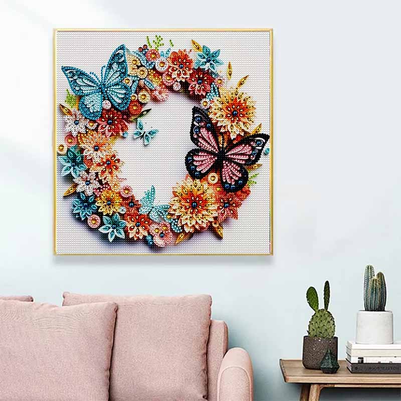 New Arrival 5D DIY Full Circle Diamond Painting "Butterfly Circle" Embroidery Cross Stitch Home Decor Gift