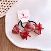 Red Cloth Plaid Bow Hair Rope Ring Children Baby Girls Kid Elastic Hair Rubber Band Accessories Headdress Headwear Ornament