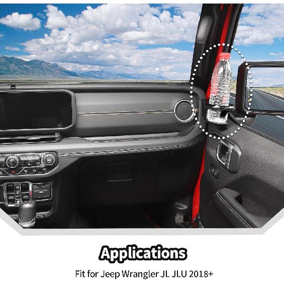 JeCar Front Door Cup Holder Fit For 2018-2024 2025 Up Jeep Wrangler JL JLU Gladiator JT (Passenger Side)