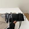 Women's Faux Leather Bowknot Underarm Bag Korean Small Square Shoulder Clutch Fashionable Handbag