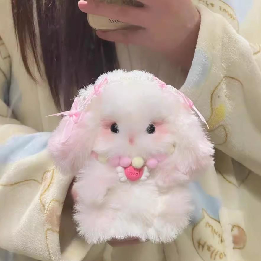Lop-Eared Rabbit DIY Kit: Cute Rabbit Fur Twist Stick Doll Gift