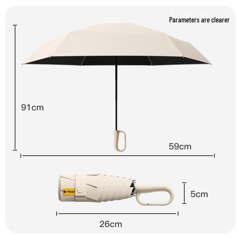Douyin Popular Portable Round Five-Fold UV Protection Dual-Use Umbrella
