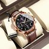 POEDAGAR Luxury Sports Watch for Men Waterproof Luminous Date Chronograph Wristwatch Leather Quartz Watches Reloj
