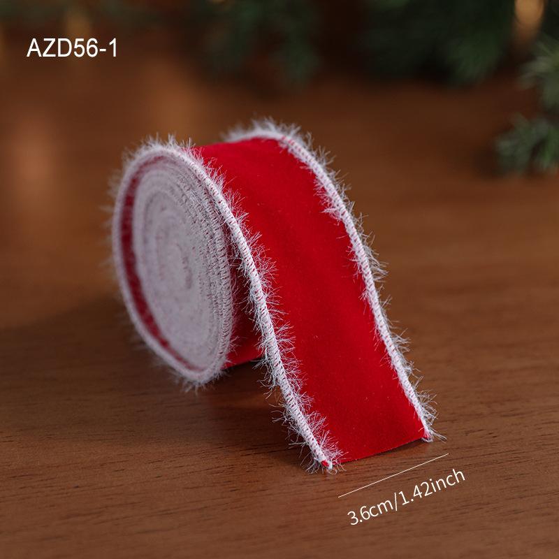 Red Ribbon with White Velvet Trim Snowflake Print Christmas Bow Gift Ribbon Christmas Decoration