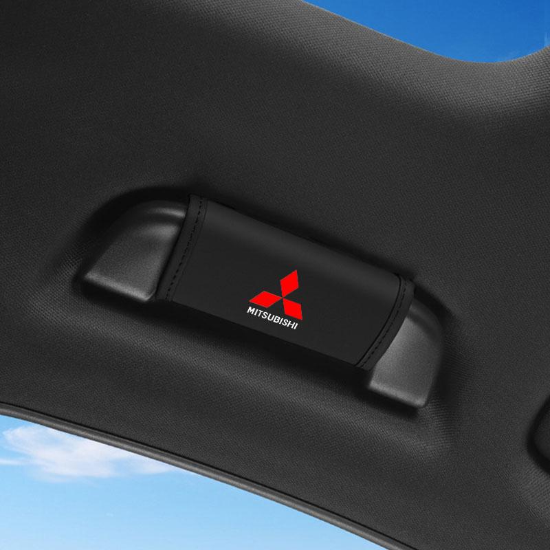 Skórzana Pokrywa Podłokietnika z Logo Samochodu Pokrowce Ochronne na Uchwyt Dachowy Dla Mitsubishi Asx Lancer Outlander Pajero Ralliart Akcesoria Stylizacja Samochodu