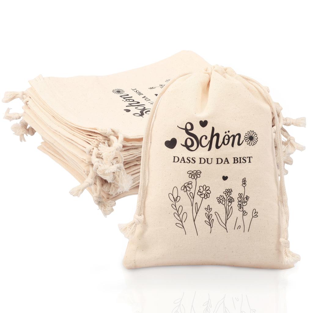 20Pcs Fabric Bag with Drawstring 5 X 7 Inch Small Canvas Packaging Bag for Wedding Birthday Thanksgiving