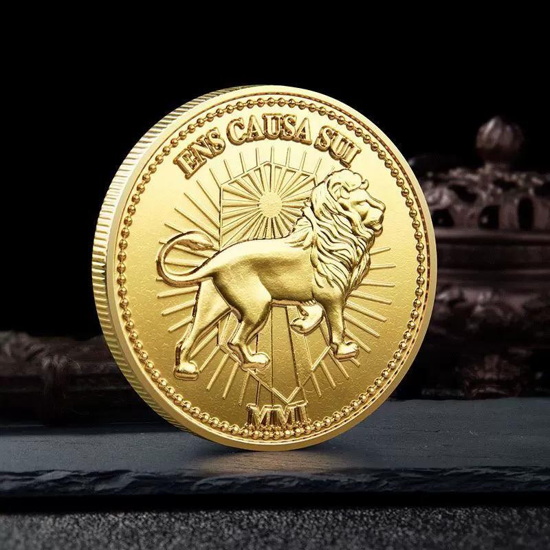 Guardian Lion Gold Plated Commemorative Medal Collection Coin Animal Lion Gold Coin Commemorative Coin