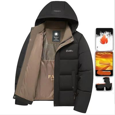 Herren Winter Freizeit Baumwolljacke mit dickem Fleece und abnehmbarer Kapuze