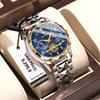 Top Brand Mens Watches Classic Stainless Steel Chronograph Quartz Watches Waterproof Luminous Watch for Men