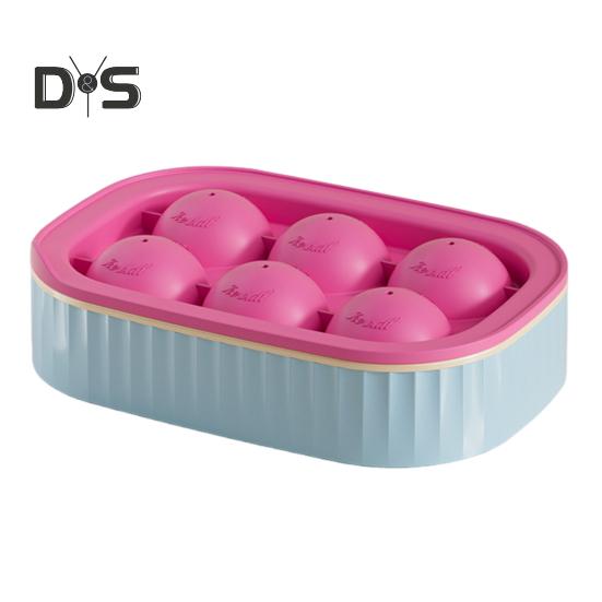 

Форма для хоккея на льду, многоразовая сферическая форма для льда, легкосъемный лоток для льда для коктейлей из виски, шоколадных конфет, желе 6Grid розовый