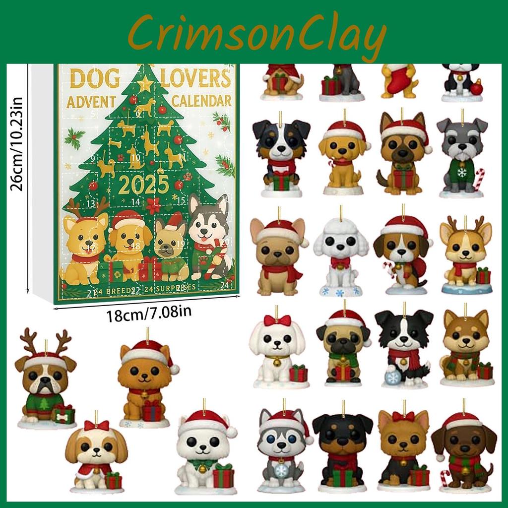 Christmas Dog Lover Advent Calendar With Acrylic Tree Ornaments For Holiday Celebration