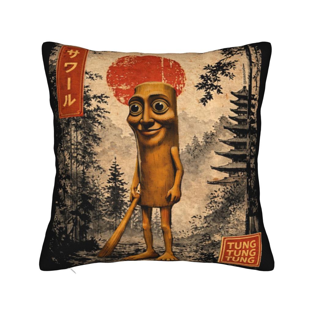 Federa Cuscino Tung Tung Sahur Cartoon Friends Copricuscino Comodo per Sedia Salotto Federe Cuscino Retro Trendy