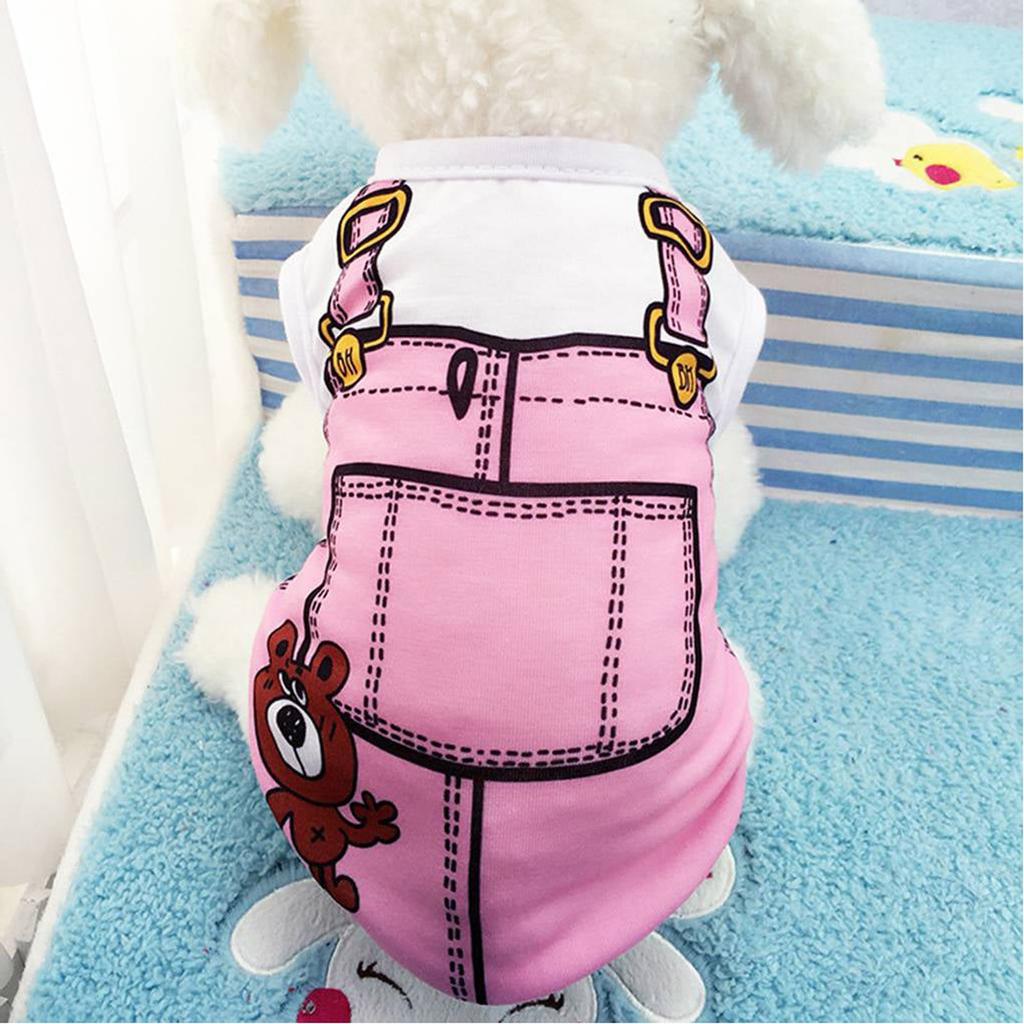 Pet Dog Puppy Clothes Fake Strap Vest Shirt Dog Cotton Clothes Spring Summer Puppy Clothing T-shirt