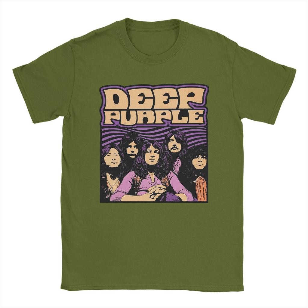 Classic Robot with Flashing LED Eyes Rock Band Deep Purple Men T Shirt Fashion Tees Short Sleeve Crewneck T-Shirt Cotton Tops