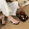 Fashion 2025 Summer Flip Flops Platform Retro Woman Shoes Square Toe Female Sandal Corrective Original Comfort Low Girls Open Beige Fash