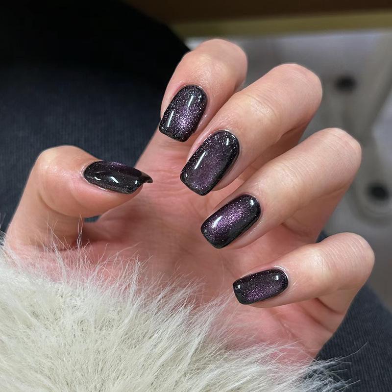 Cute Japanese Cat Eye Short Handmade False Nails Nail Art Stickers