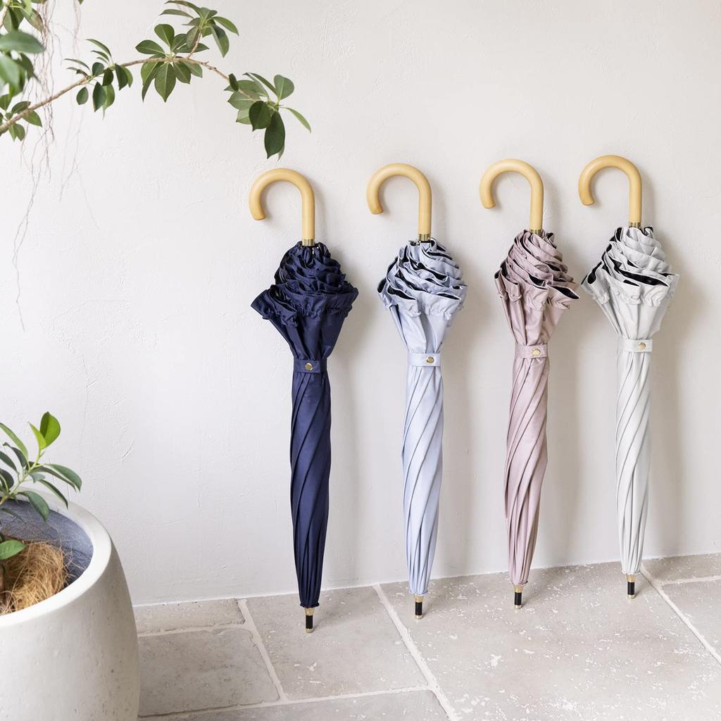 Cool Plus Blocking Compact Long Umbrella with Suitable for Sun and 50cm X 8 Light Blocking and Over UV Grade 1 Light Short UV/Heat/Light Frills, Rain,