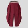 INCERUN Men Zip-up Waist Solid Color Irregular Ruffled Casual Long Harem Pants Trousers