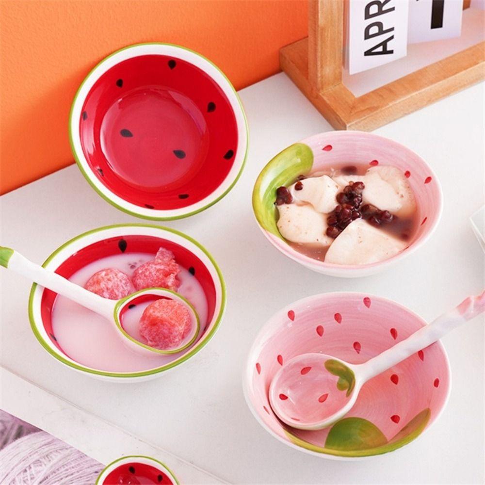 Keramik Ramen Löffel Wassermelone Erdbeerförmige Müslischale Eiscreme Küche