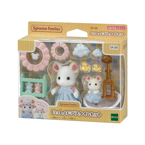 Sylvanian Families Doll and Furniture Set [Bathtime Set] DF-26 ST Mark Certified, Ages 3 and Up, Toy Dollhouse, Sylvanian Families EPOCH