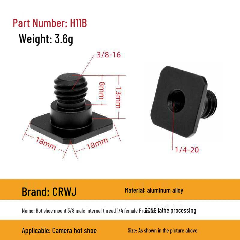 DSLR Camera Double Layer Metal Hot Shoe Mount with 3/8 & 1/4 Locking Flash Screw Base