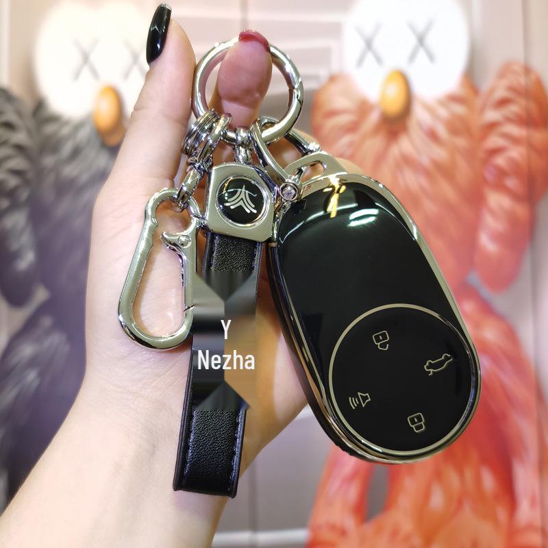 Nezha Key Case for GT New Pro/U24, Full Coverage TPU Car Key Cover with Buckle