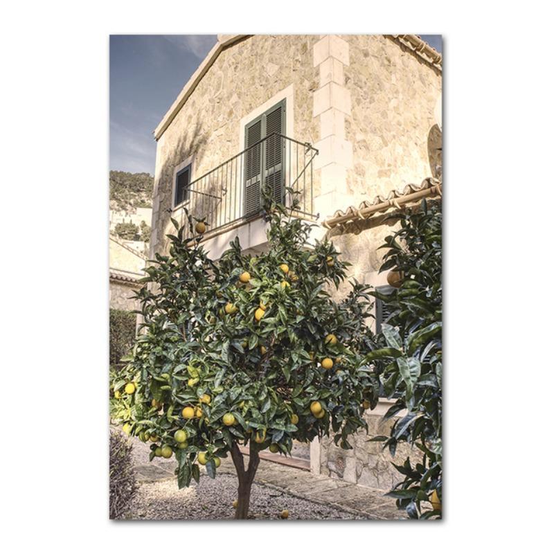 Italienische Stadt Zitrone Orange Ernte Poster und Drucke Zuhause Garten Pflanzen Leinwandmalerei Auto Fahrrad Innendekor Bild Wandkunst