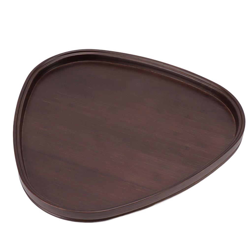 Wood Serving Tray Sturdy Bamboo Simple Elegant Triangular Multifunction Wooden Tea Tray for Cafe Office Dining Table