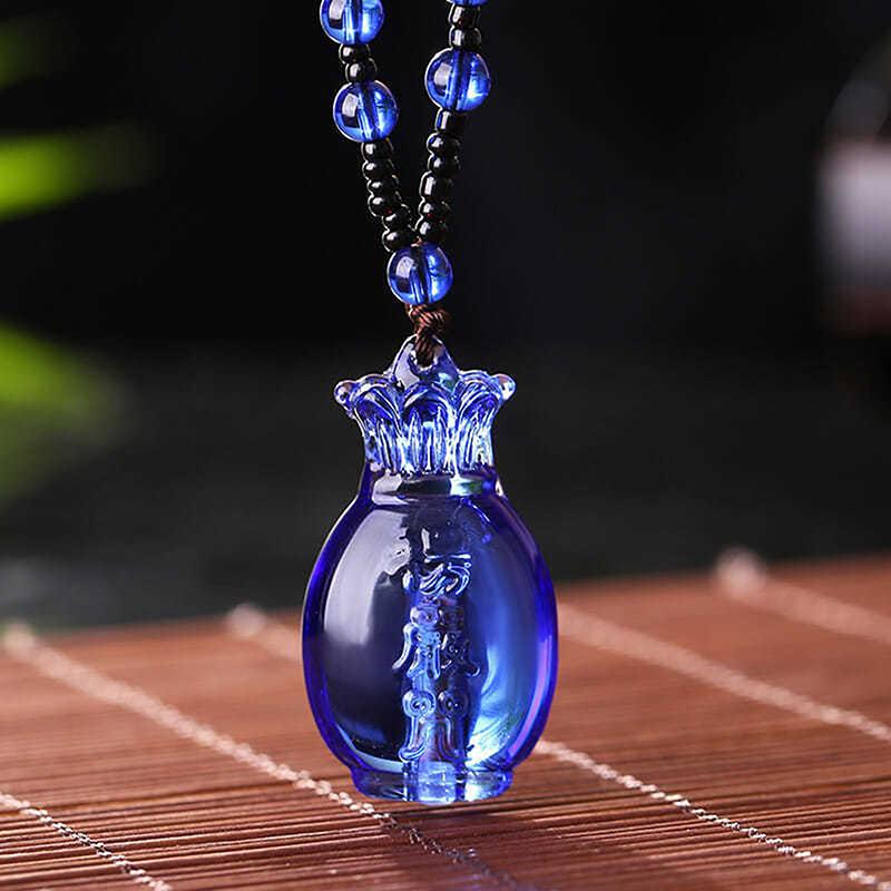 

1pc New Fashion Retro Glass Pendant Necklace For Men And Women Gourd Pendant Sweater Chain Mother s Day Gift