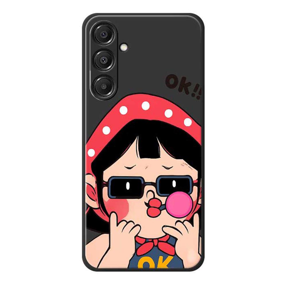 

For Samsung Galaxy A16 5G/4G Case Cute Kid Pattern Printing Straight Edge TPU Phone Back Cover Black
