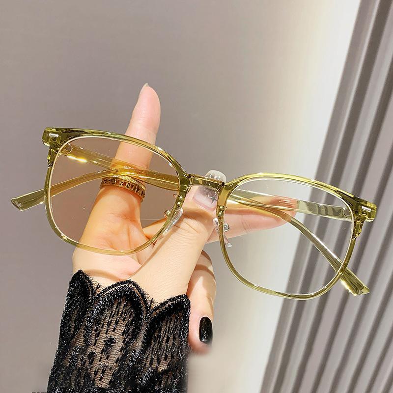New Model Square-shaped Plain Face Anti-blue Light Ultra-lightweight Large Face Slimming Glasses For Nearsightedness